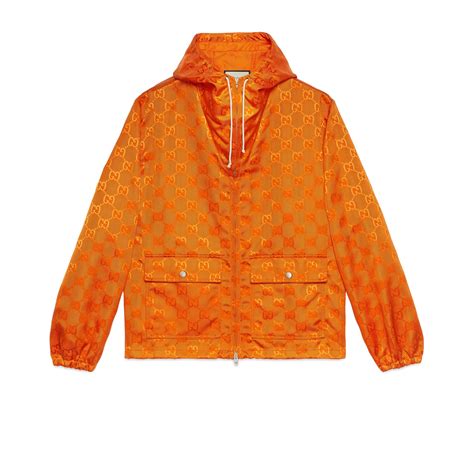 orange gucci jacket off the grid|Gucci off the grid hood.